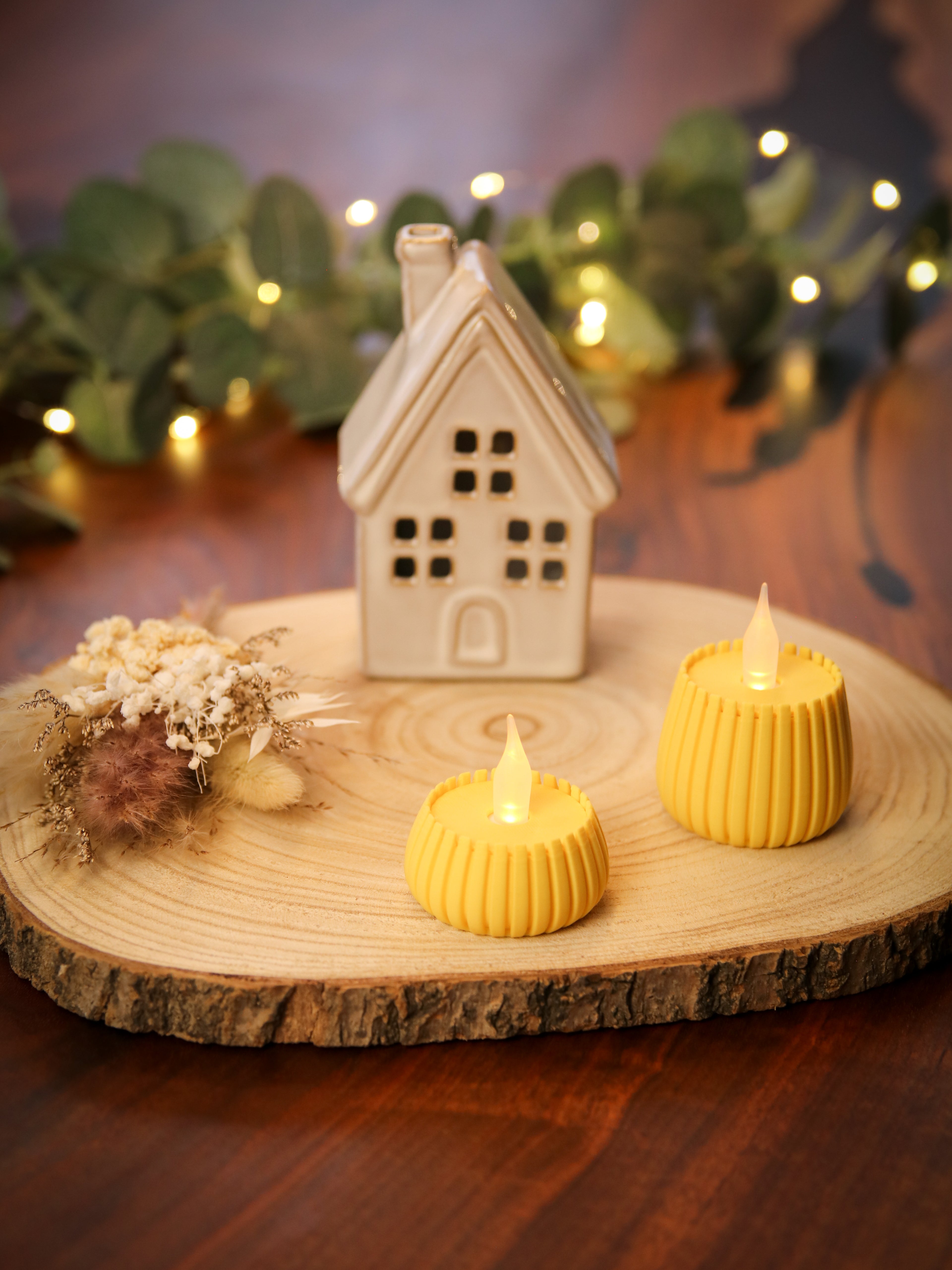 Moderne Teelicht-Hülle – Minimalistisches Design – Nachhaltiges PLA – 3D-Druck – Tischdeko für LED Kerzen – Geschenkidee – 2cm / 4cm Set