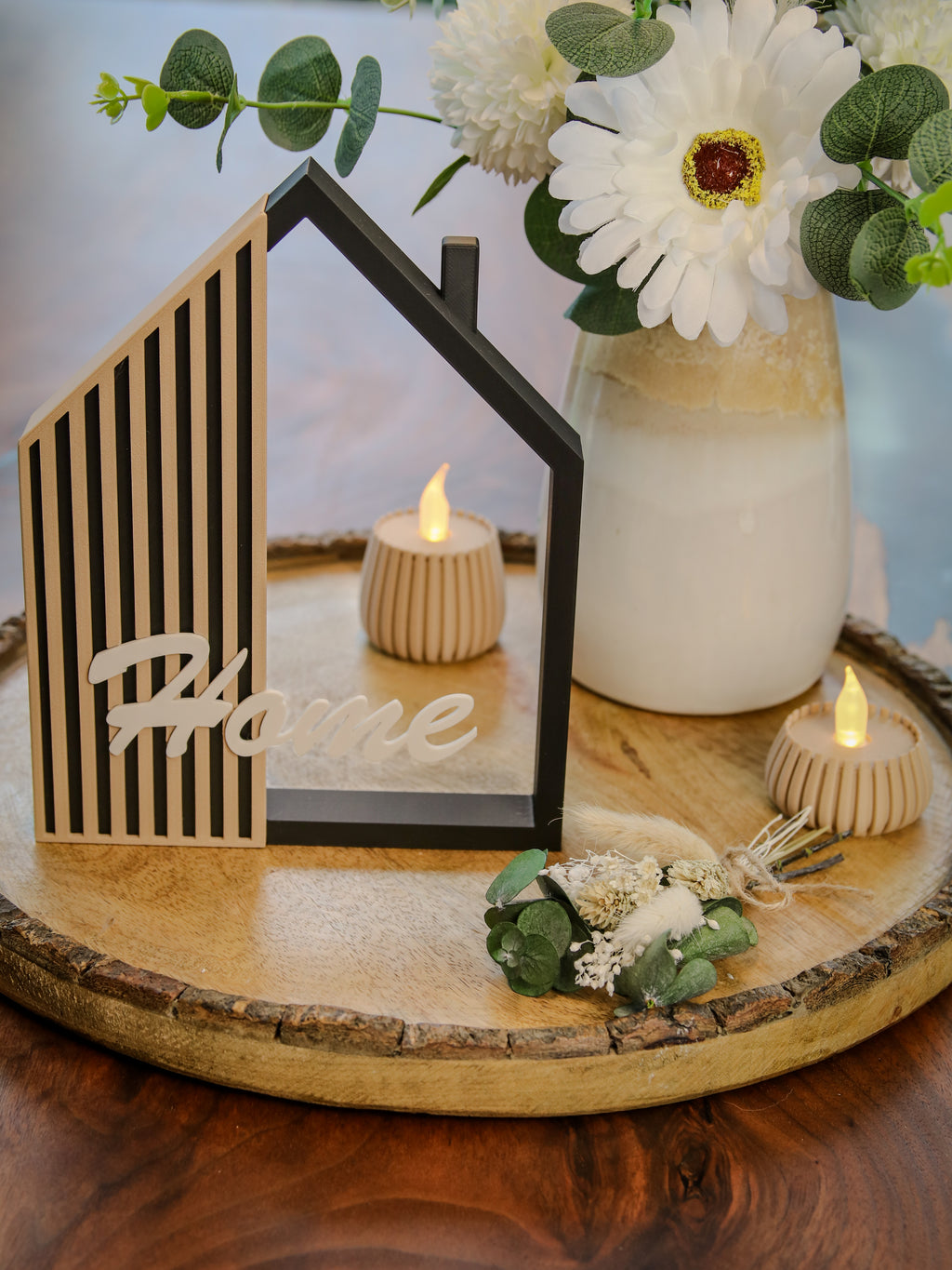 Deko Haus zum Aufstellen 19,5cm | Nachhaltiger 3D-Druck in Schwarz & Wunschfarben | Skandinavische Tischdeko modern | Geschenk zum Einzug