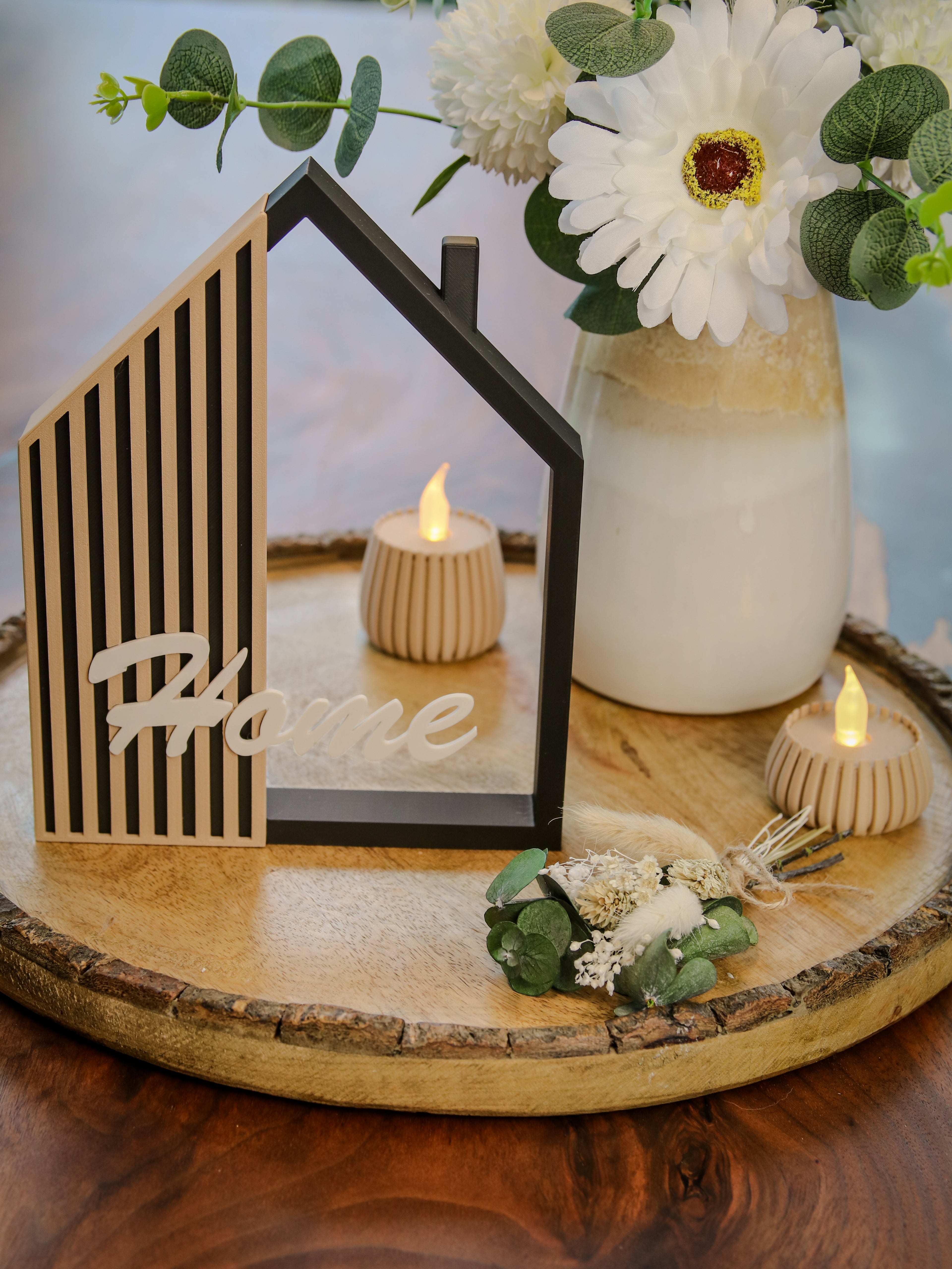 Deko Haus zum Aufstellen 19,5cm | Nachhaltiger 3D-Druck in Schwarz & Wunschfarben | Skandinavische Tischdeko modern | Geschenk zum Einzug