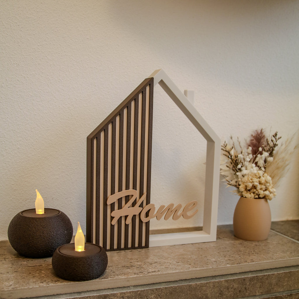 Deko Haus zum Aufstellen 19,5cm | Nachhaltiger 3D-Druck in Schwarz & Wunschfarben | Skandinavische Tischdeko modern | Geschenk zum Einzug