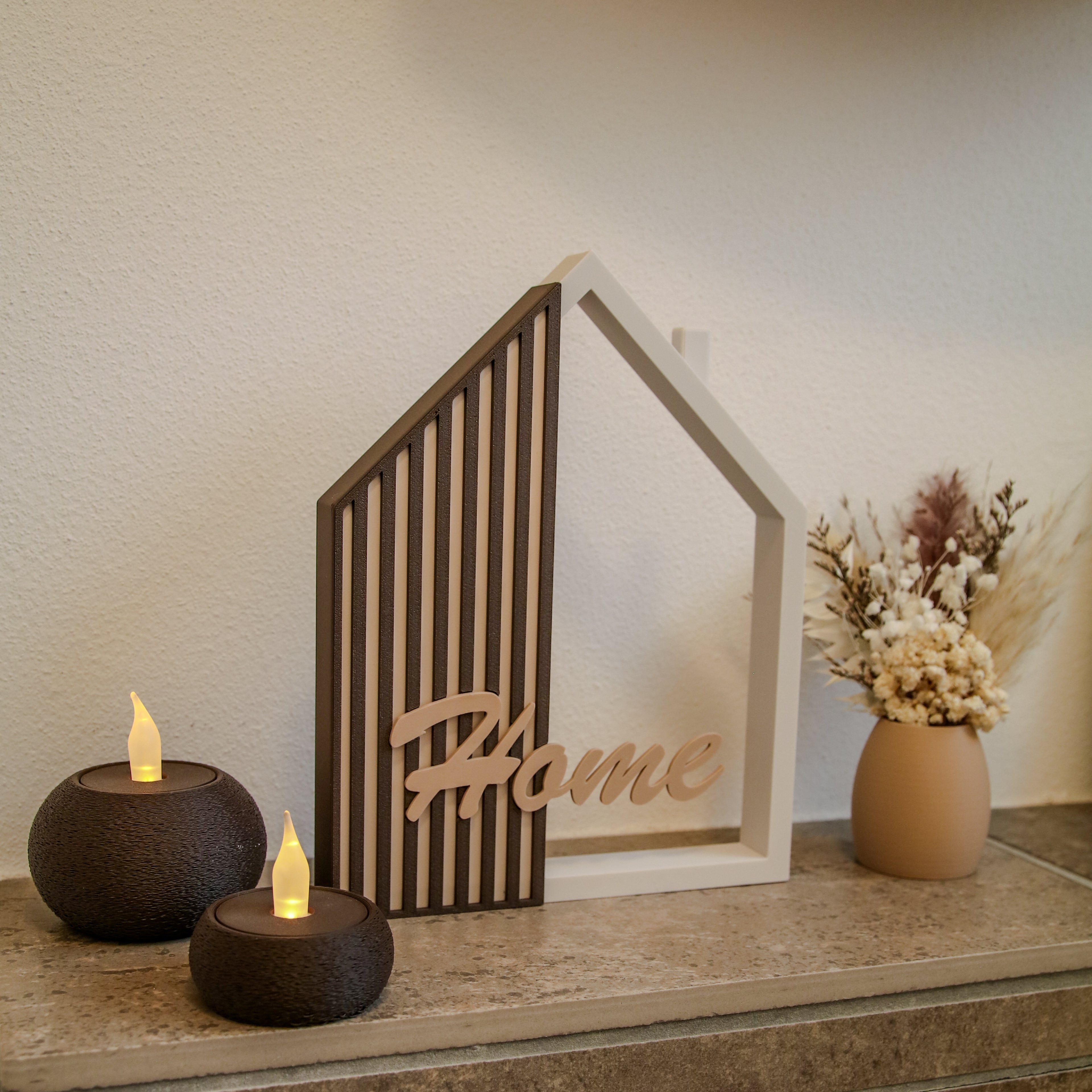 Deko Haus zum Aufstellen 19,5cm | Nachhaltiger 3D-Druck in Schwarz & Wunschfarben | Skandinavische Tischdeko modern | Geschenk zum Einzug