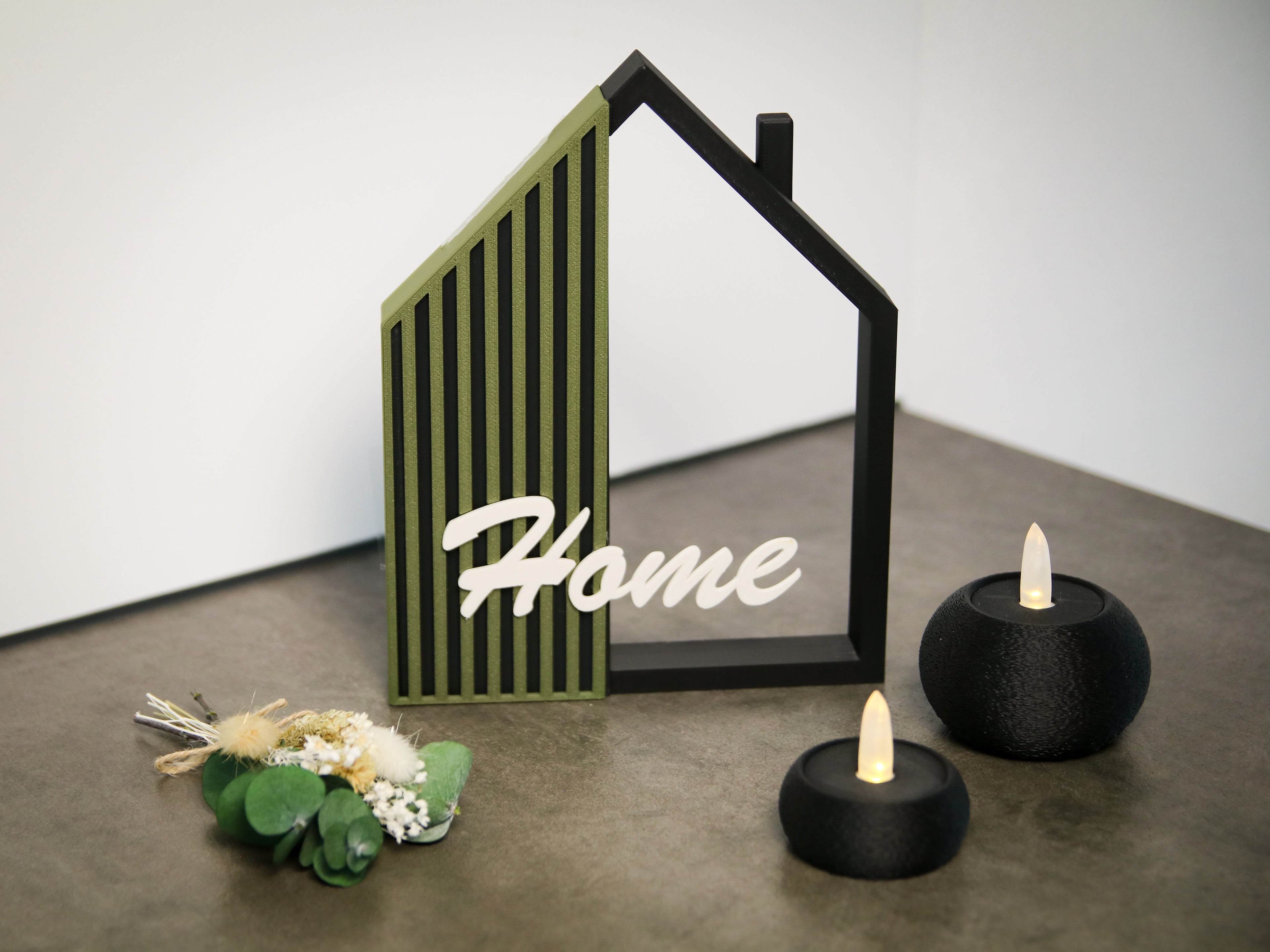 Deko Haus zum Aufstellen 19,5cm | Nachhaltiger 3D-Druck in Schwarz & Wunschfarben | Skandinavische Tischdeko modern | Geschenk zum Einzug